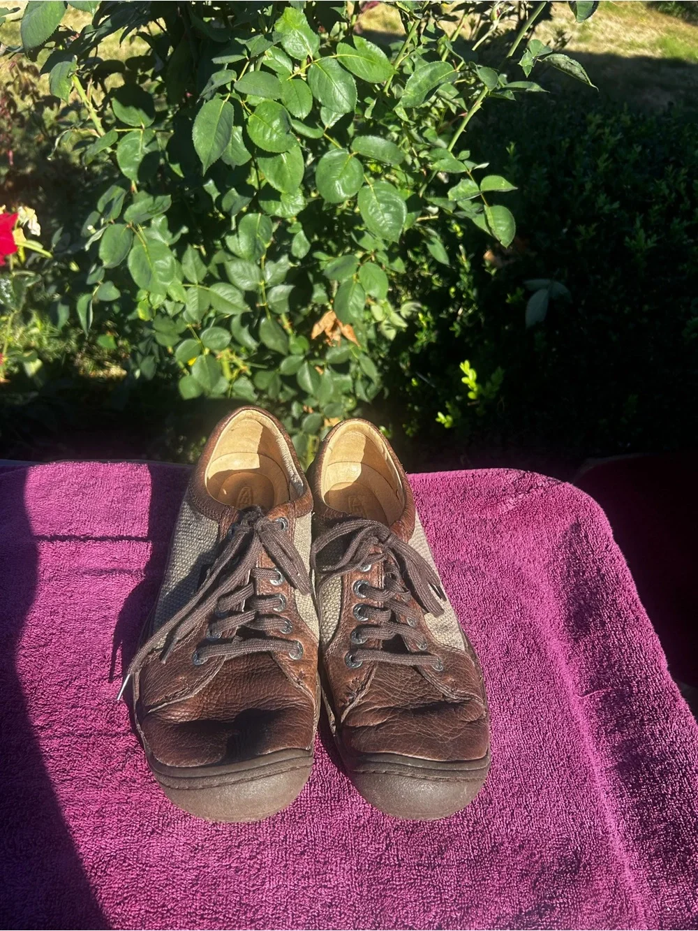 Keen Denver Mens Brown Woven Fabric Leather Outdoor Hippie Grunge Shoes Sz 9